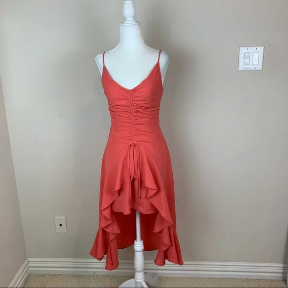 NWT Anthropologie Finders Keepers Midi Dress Ruffles Pink Size S - Picture 2 of 12